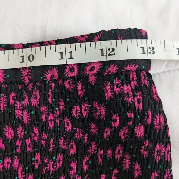 The Kooples Anthropology Mini Skirt Small Pink/Black Ditsy Floral Pull-on NWT - Picture 15 of 16